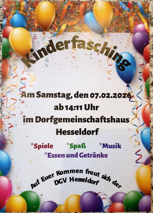 Kinderfasching in Hesseldorf am 07.02.2026