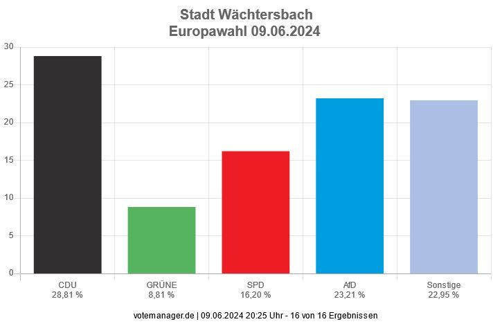 Europawahl 2024  -  Gesamtergebnis für Wächtersbach